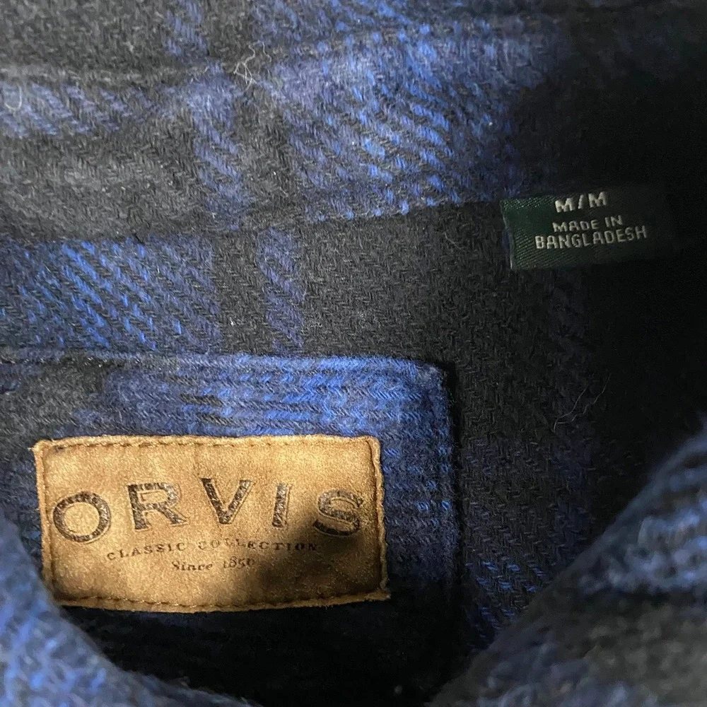 Orvis Flannel Shacket Mens‎ Medium Plaid Heavy Cotton Long Sleeve